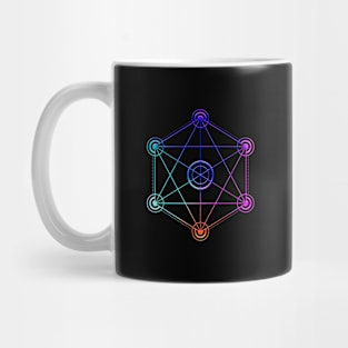 Neon Geometric Glyph Mandala Sigil Rune Sign Seal Cool Blue and Violet  - 366 Mug